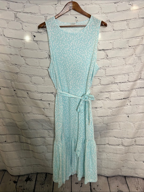 J. Crew Dresses & Skirts - J. Crew Light Aqua Floral Sleeveless Tie-Waist Midi Dress Size 2X